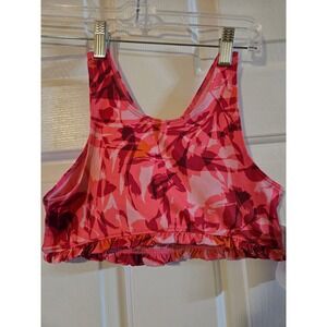 Zella Kids Girls Floral Ruffle Crop Top Pink XL 1416‎ Athletic Activewear